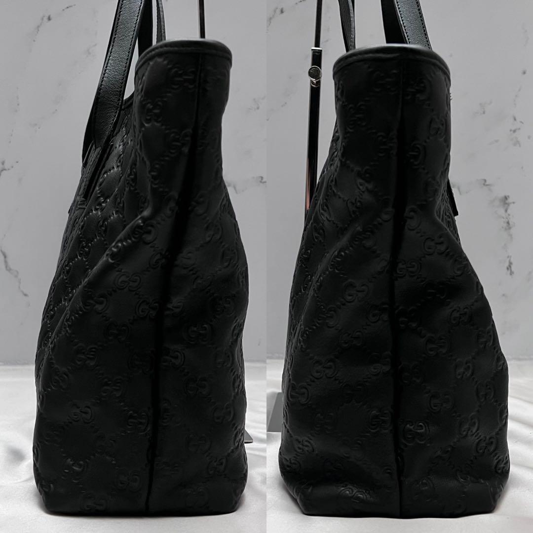 ◇超稀少・美品◇グッチ シマレザートートバッグ ブラック 大容量