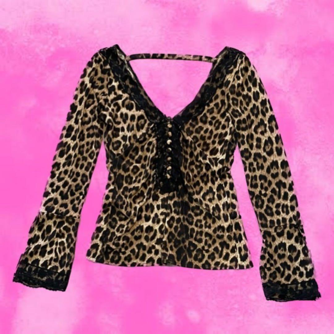 y2k平成ギャル☆ヒョウ柄豹柄アニマル柄レオパードトップス☆強め