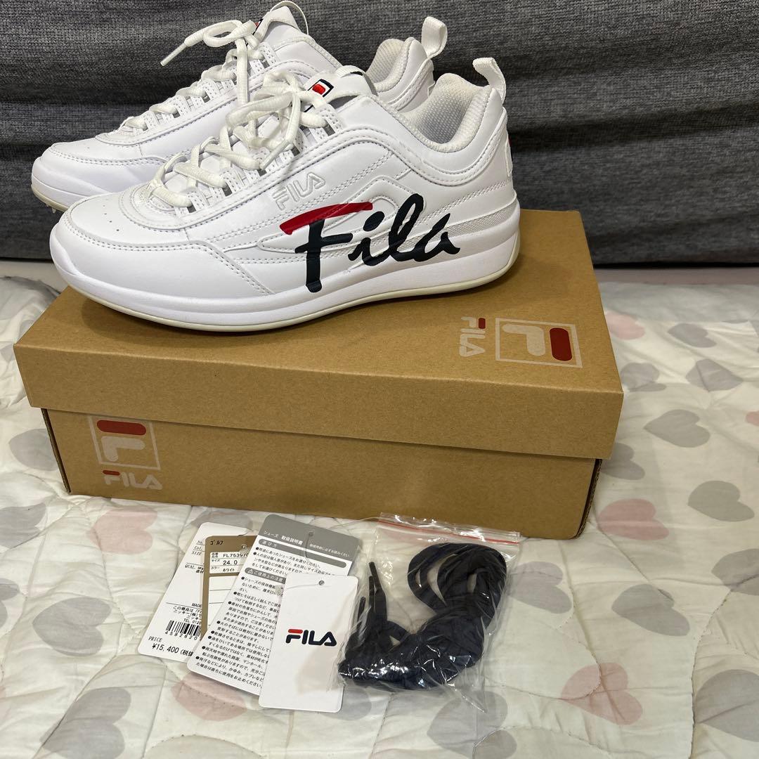 《美品》FILA ゴルフシューズ ロゴスニーカー 24cm レディース