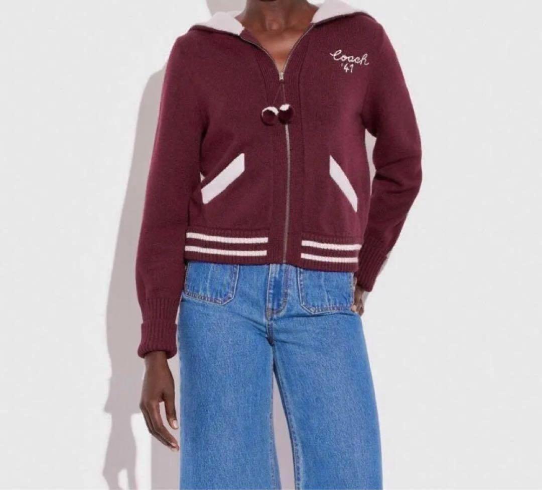 coach ニットカーディガン　パーカー フード付きニットカーディガン ニットパーカー カーディガン[品番