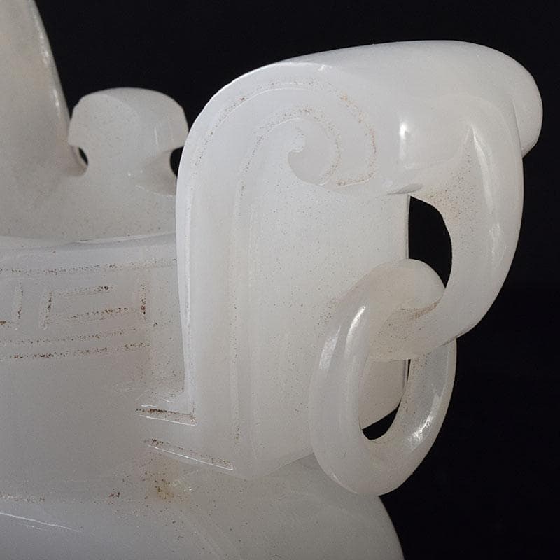 中国 玉石白玉彫刻 林權作 白玉樽 証明書・鏡面台付 V R8720 - メルカリ