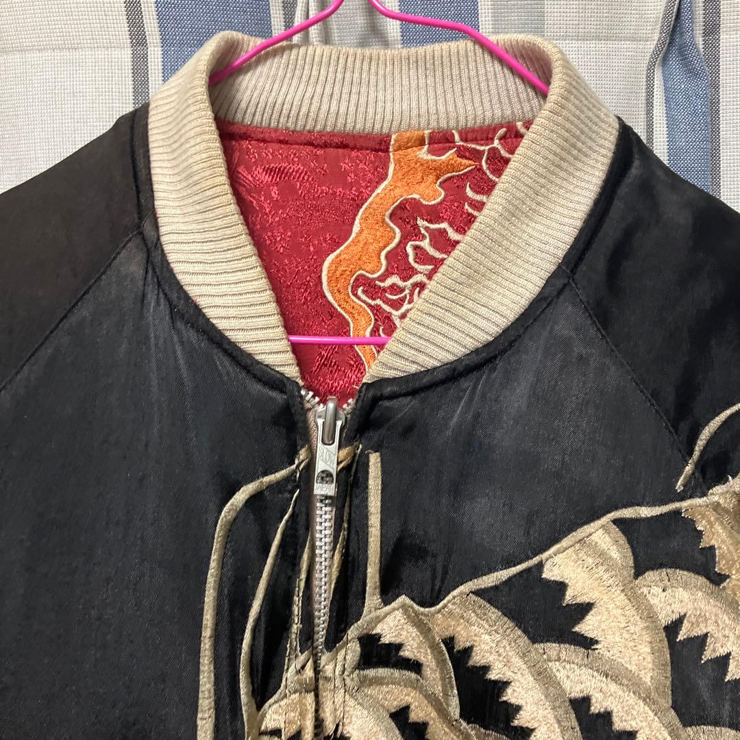 SCRIPT 花旅楽団 スカジャン 鯉×龍 リバーシブル 赤×黒 L 渋谷龍太