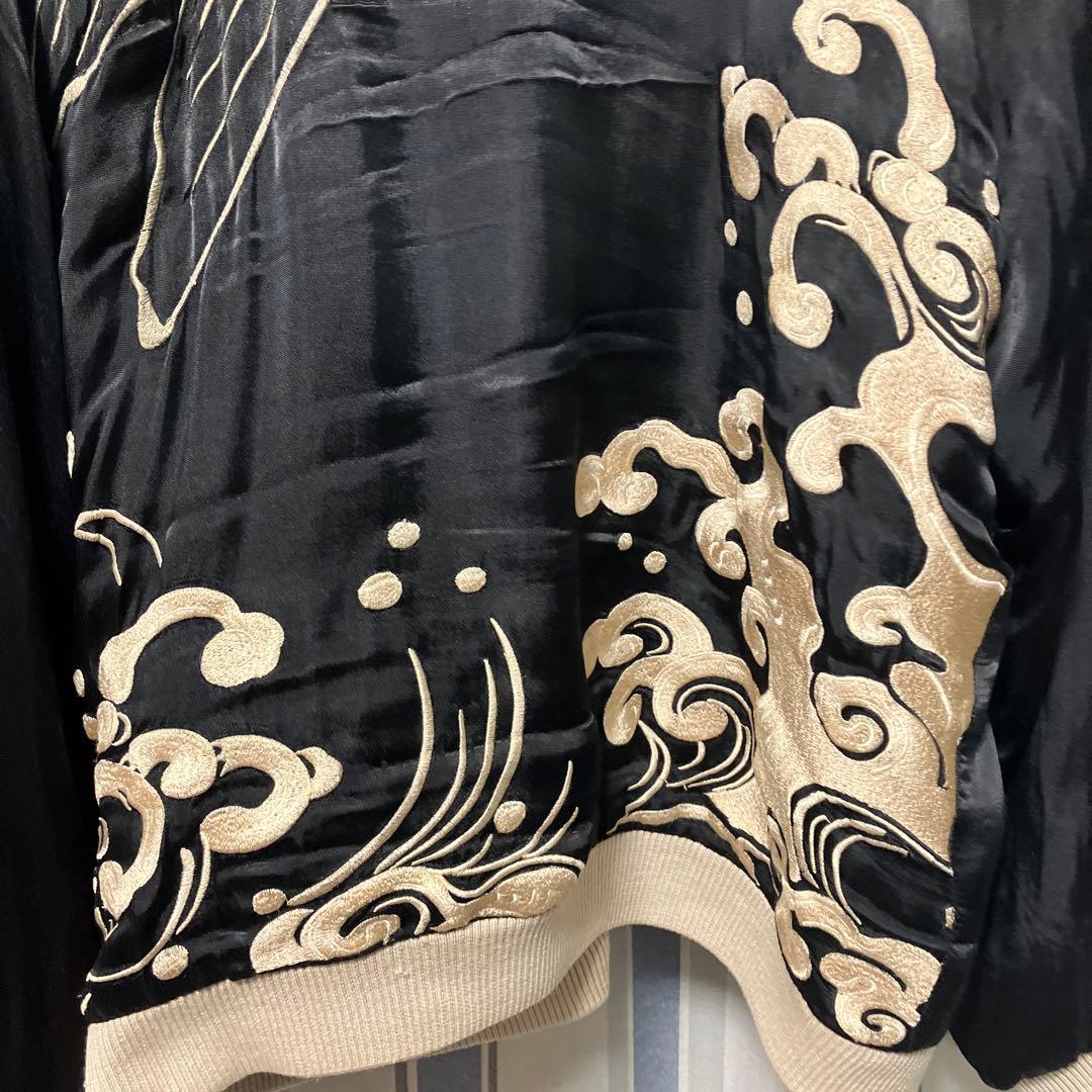 SCRIPT 花旅楽団 スカジャン 鯉×龍 リバーシブル 赤×黒 L 渋谷龍太