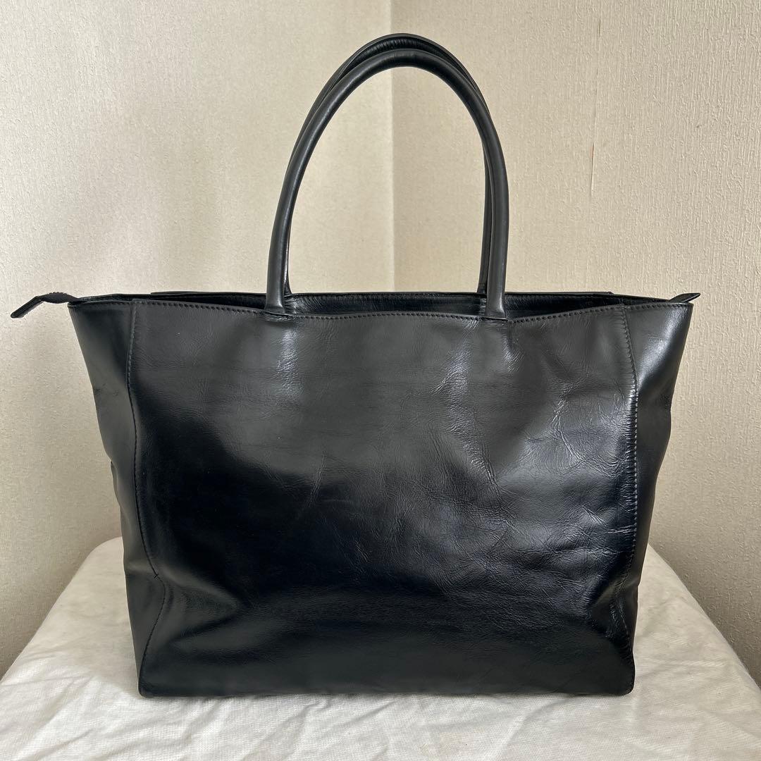 美品 A4収納 グリーンレーベルリラクシング レザー トートバッグ 本革 黒