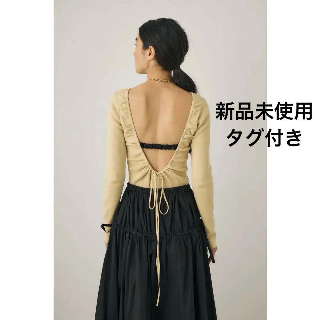 M_ バックオープンニットボディスーツ - メルカリ