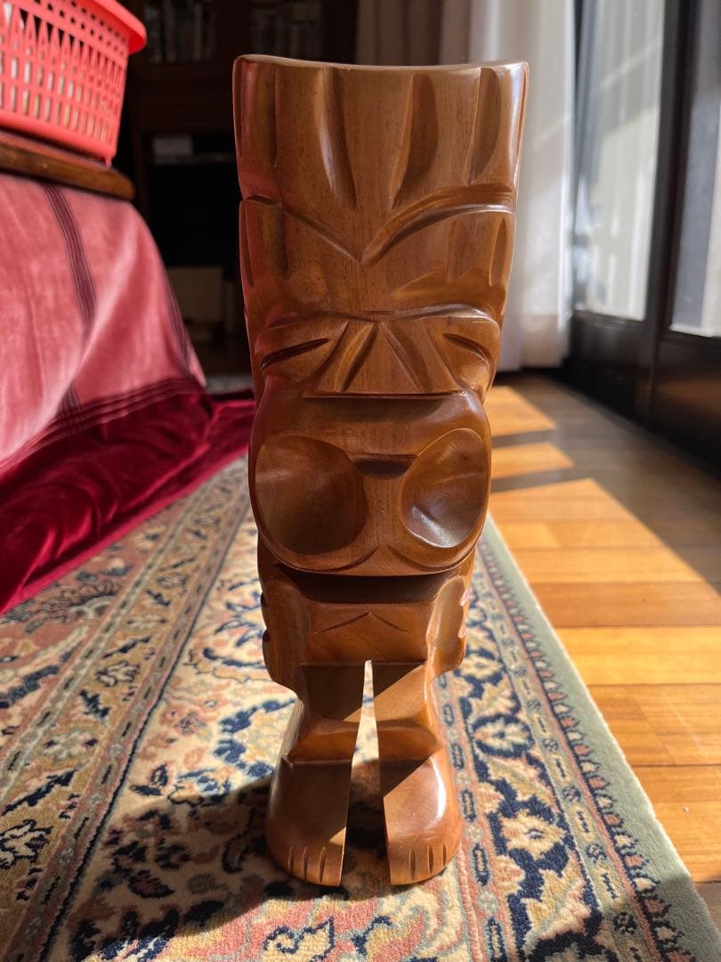 ハワイTIKI ティキ 木製彫刻 木彫 置物 ヴィンテージ インテリア ハワイ ティキ tiki 木彫り お土産 オブジェ フィギュア ギフト - メルカリ