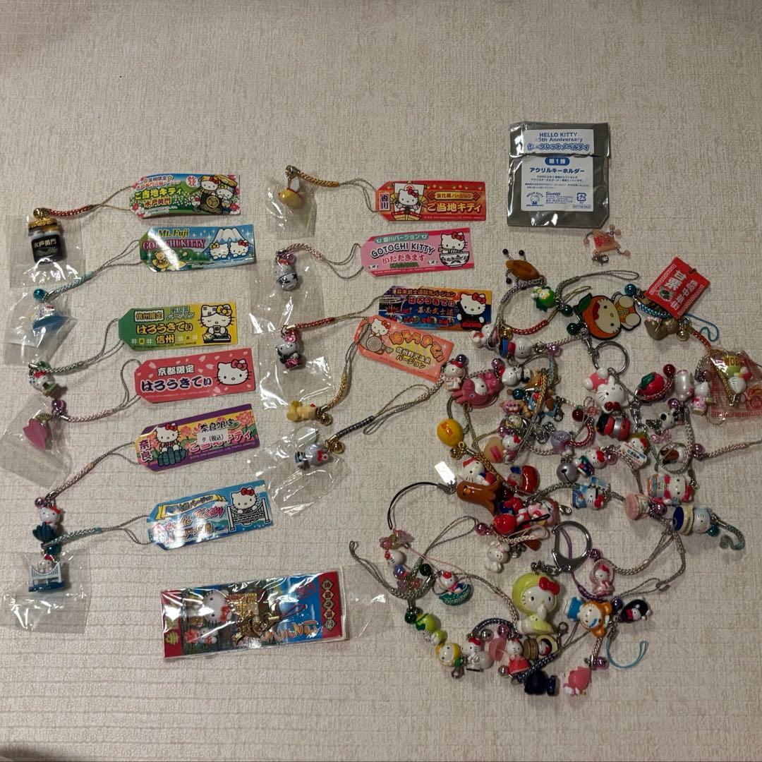 ご当地キティ ハローキティ 根付 ストラップ 等43点+傷汚れありジャンク品