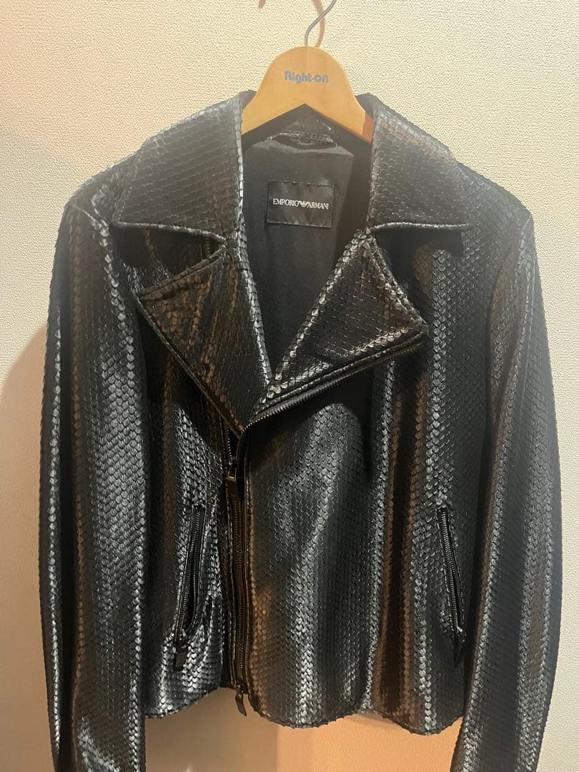 EMPORIO ARMANI ヘビ柄レザーライダースジャケット EMPORIO ARMANI ヘビ柄レザーライダースジャケット 楽天市場】蛇革