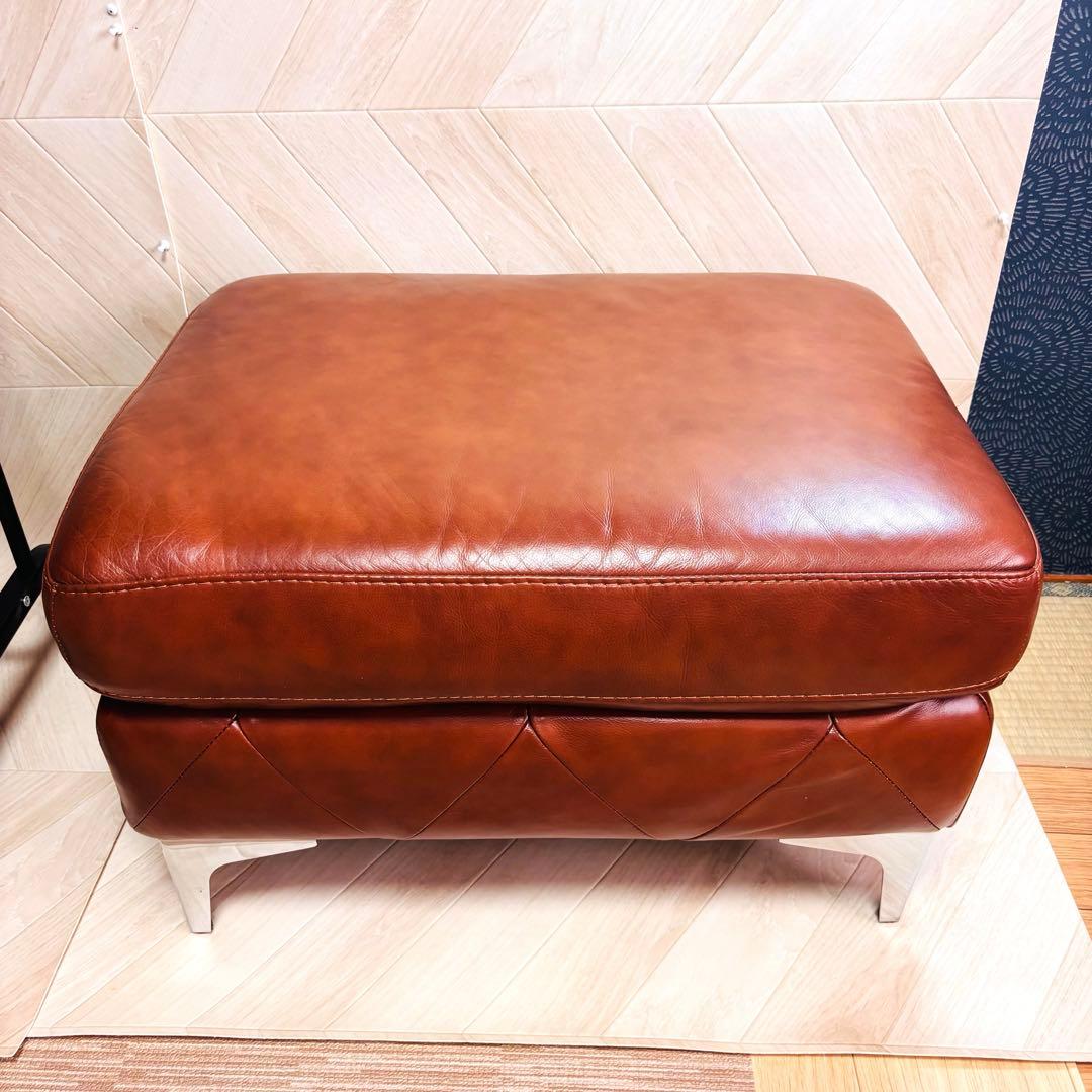 ワタリジャパン オットマン　ブラウン オットマン チェア スツール レザー 単品 おしゃれ 高さ30cm