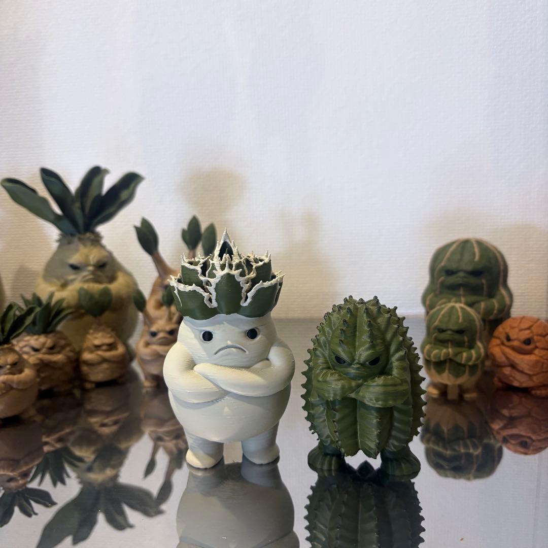 多肉植物・塊根植物フィギュア XS&Sサイズ 8体セット フェイクグリーン 3D フィギュア アガベ チタノタ Sサイズ φ85mm