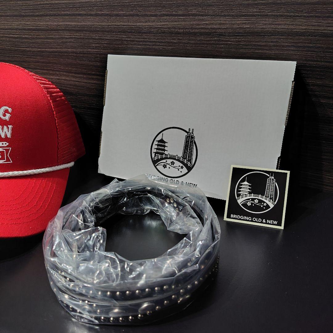 フラワー黒□本革レザーフルスタッズナローベルト☆アメカジ古着