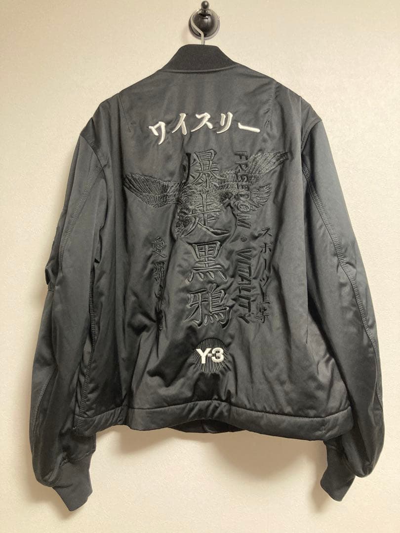 Y-3ボンバージャケットXS 爆速黒鴉 中綿 刺繍