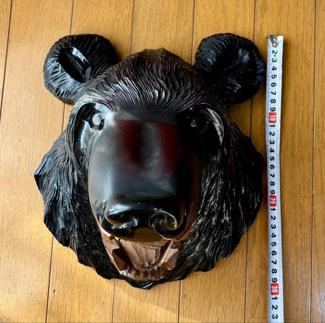 希少✨木彫り 熊 壁掛け 風水 縁結び 民芸品 - メルカリ