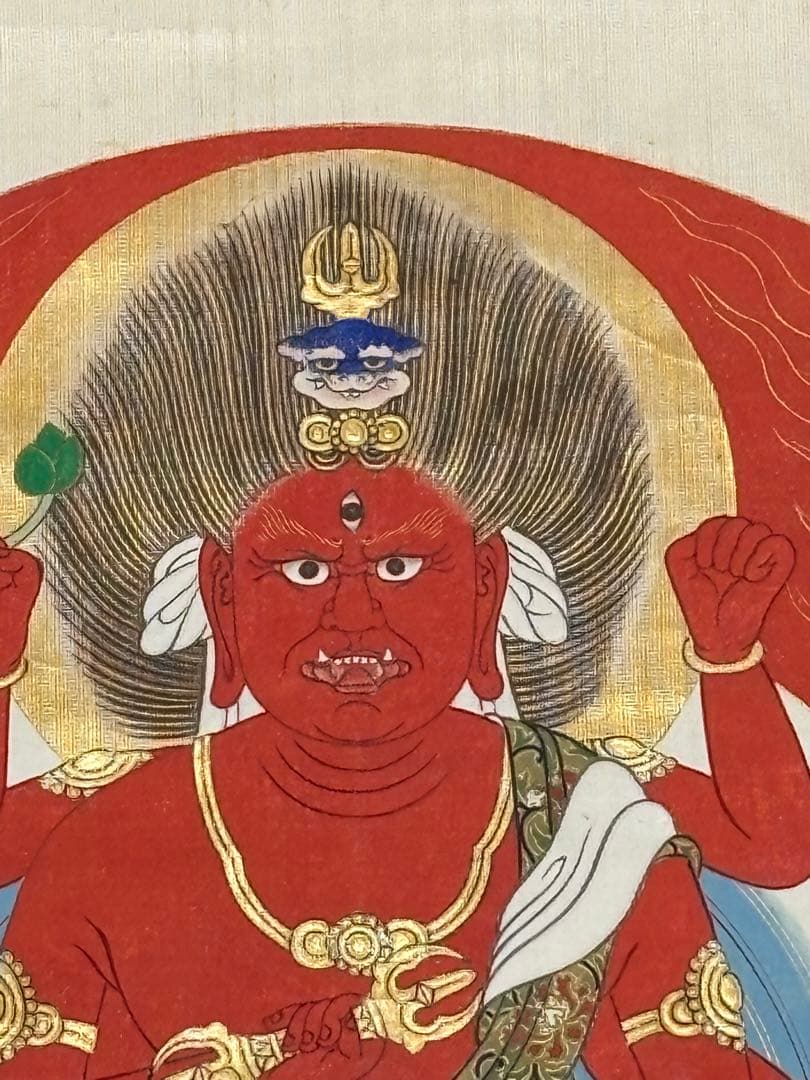 愛染明王 彩色木版画」1枚|仏像 仏画 仏教美術 江戸時代 木版刷り