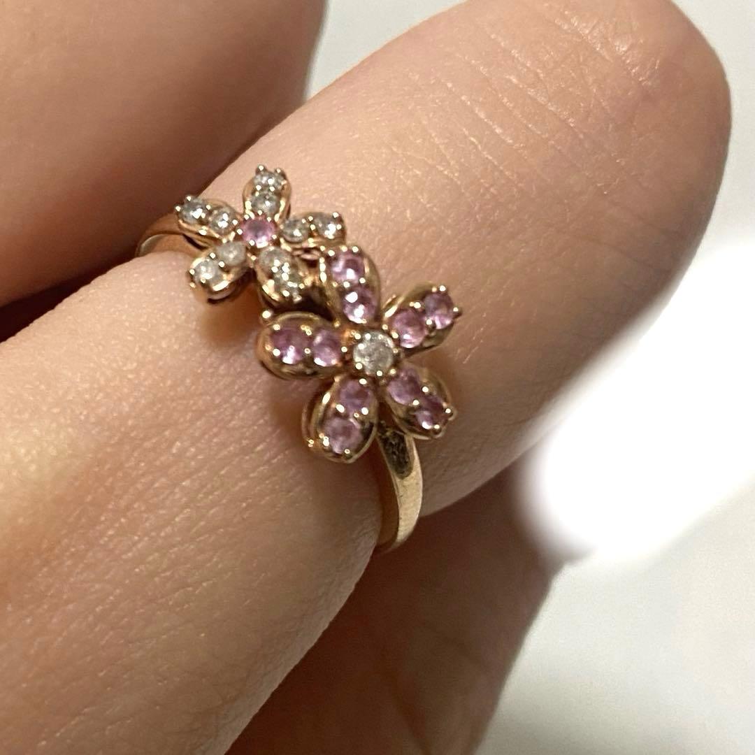 ジュエリーツツミ ダイヤモンドフラワーリング PG K10 D0.12ct - メルカリ