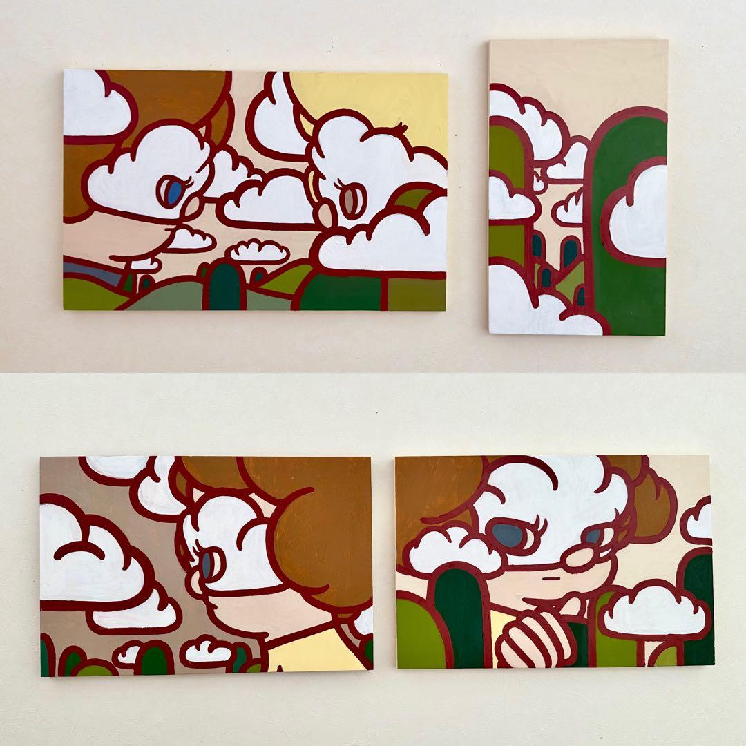 【原画4点セット】●Kaoruko Negishi● アクリル画　紐付き