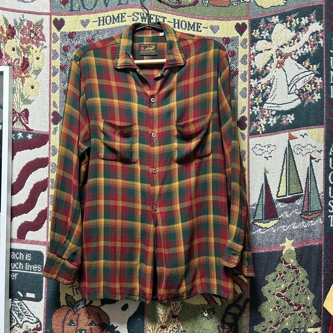 は*司様 50～60s チェックレーヨンシャツ vintage オンブレチェック レーヨンシャツ 50s 60s - メルカリ