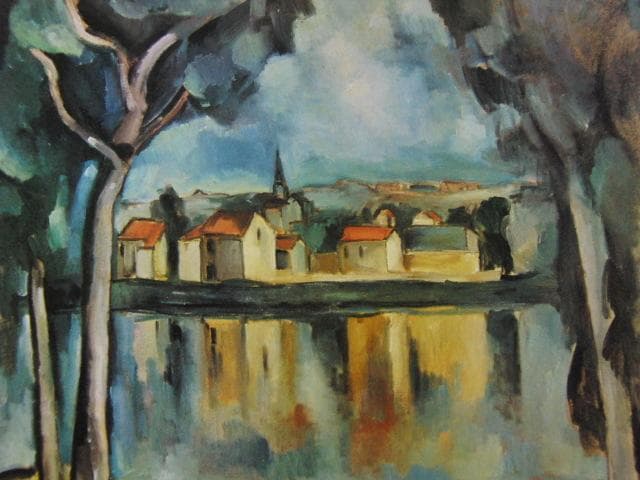 モーリス・ド・ヴラマンク、湖畔の村、希少な画集より、新品高級額装付