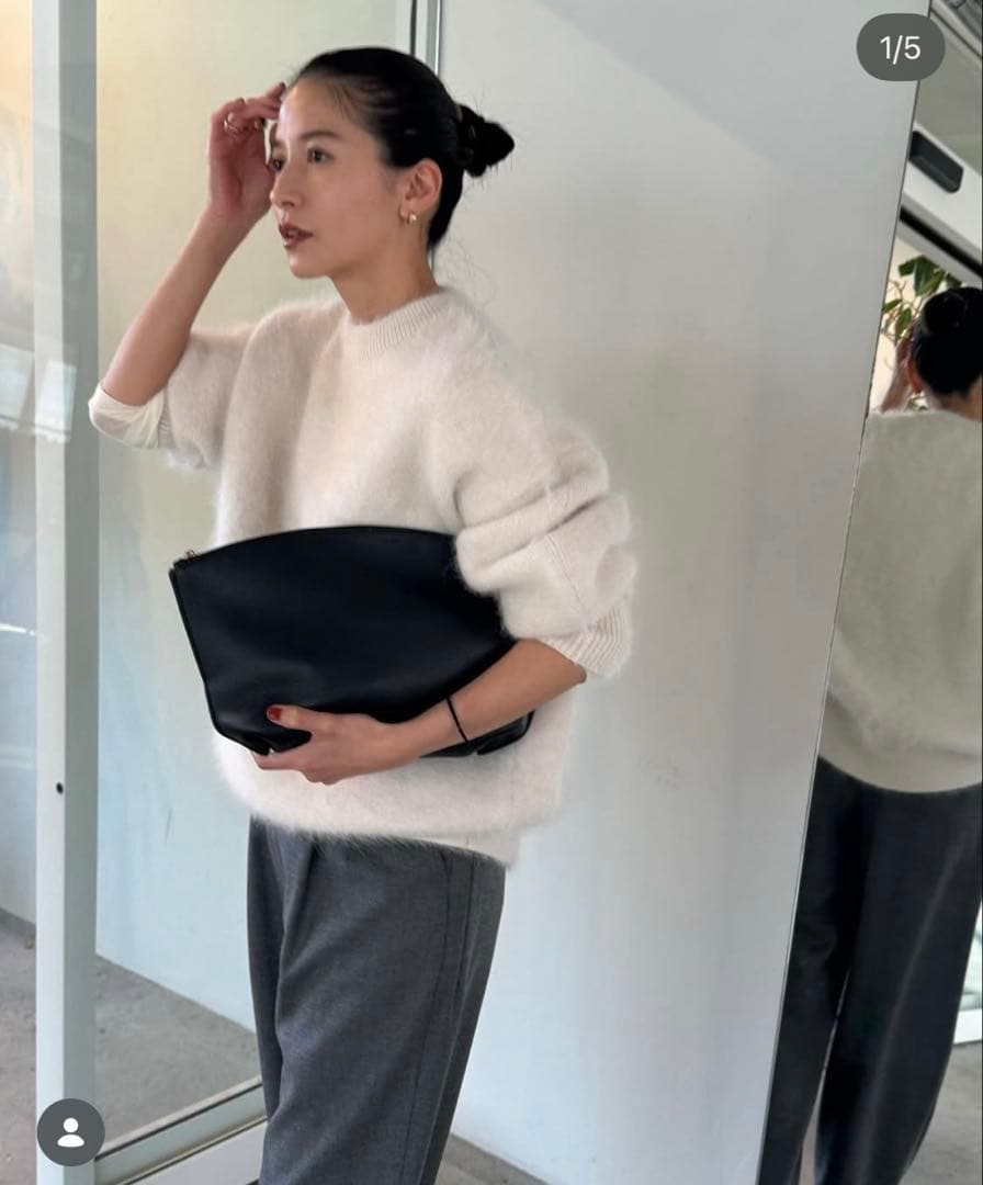 トップス clane BULKY SLEEVE ANGORA KNIT TOPS