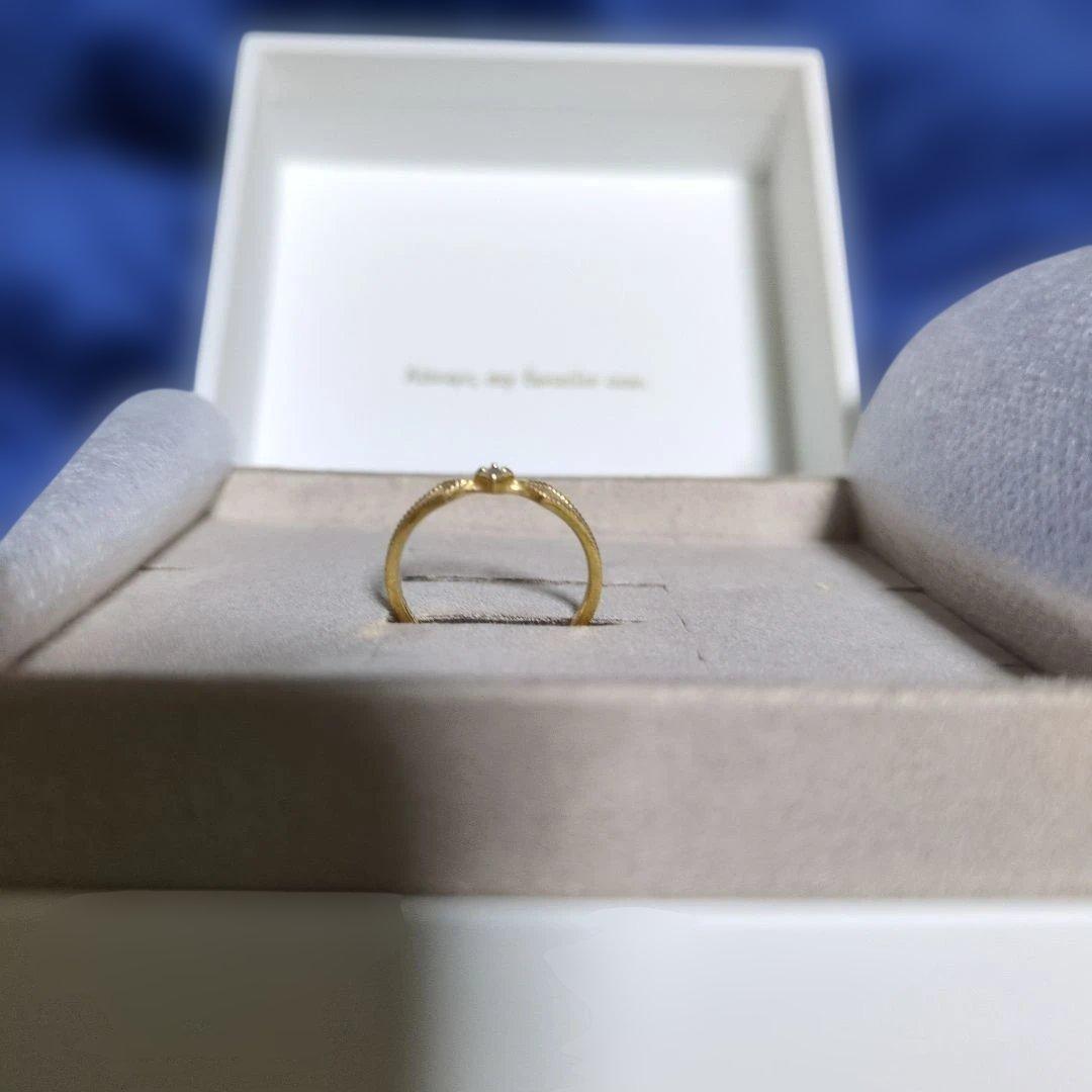 １月末まで！！【ete】Ｋ１８イエローゴールドダイヤリング　９号