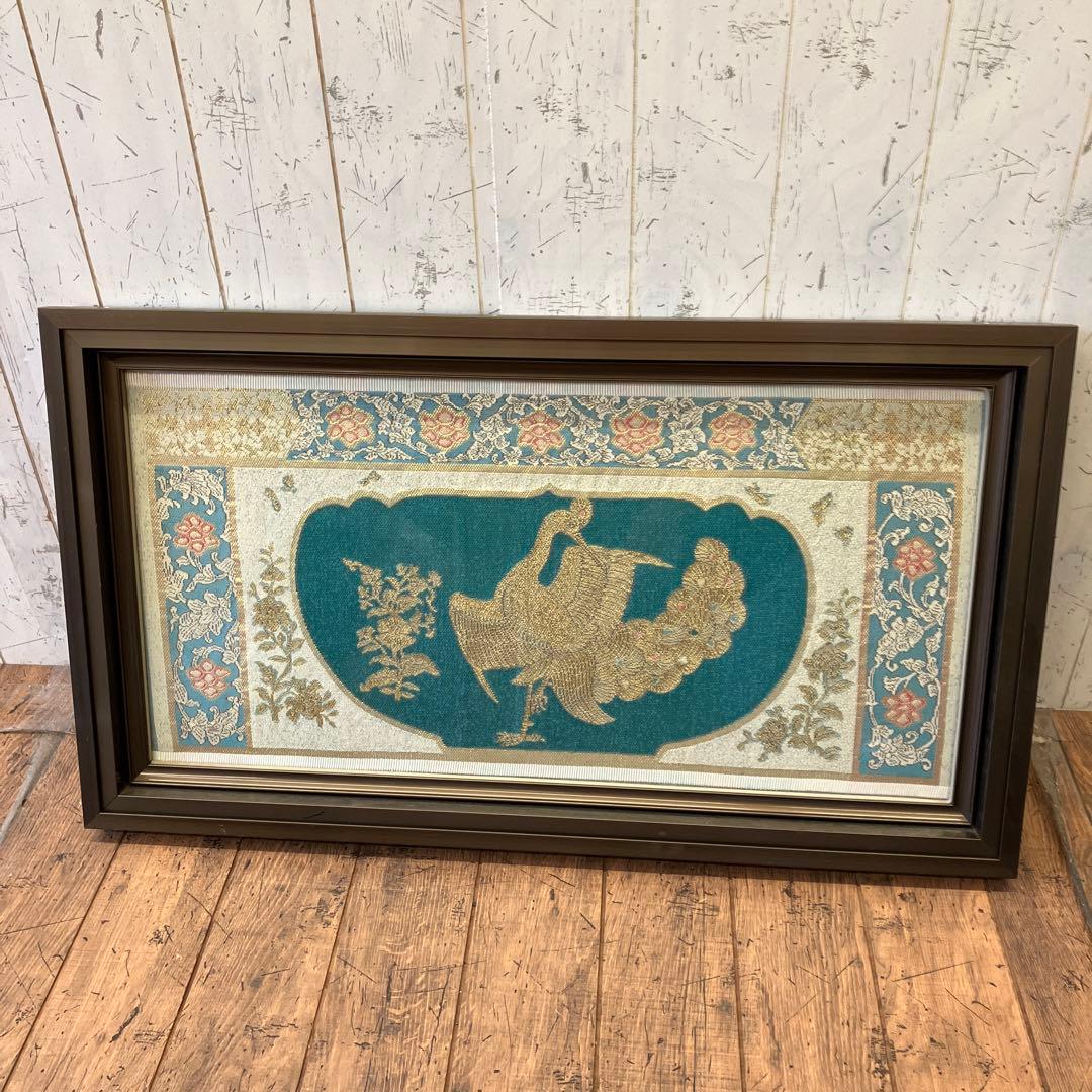 昭和レトロ 龍村美術織物 金孔雀図 刺繍画 壁掛け 絵画 アート 芸術 美術 100年を超えて日本へ里帰りした作品も。「刺繍絵画の世界展 ‐明治