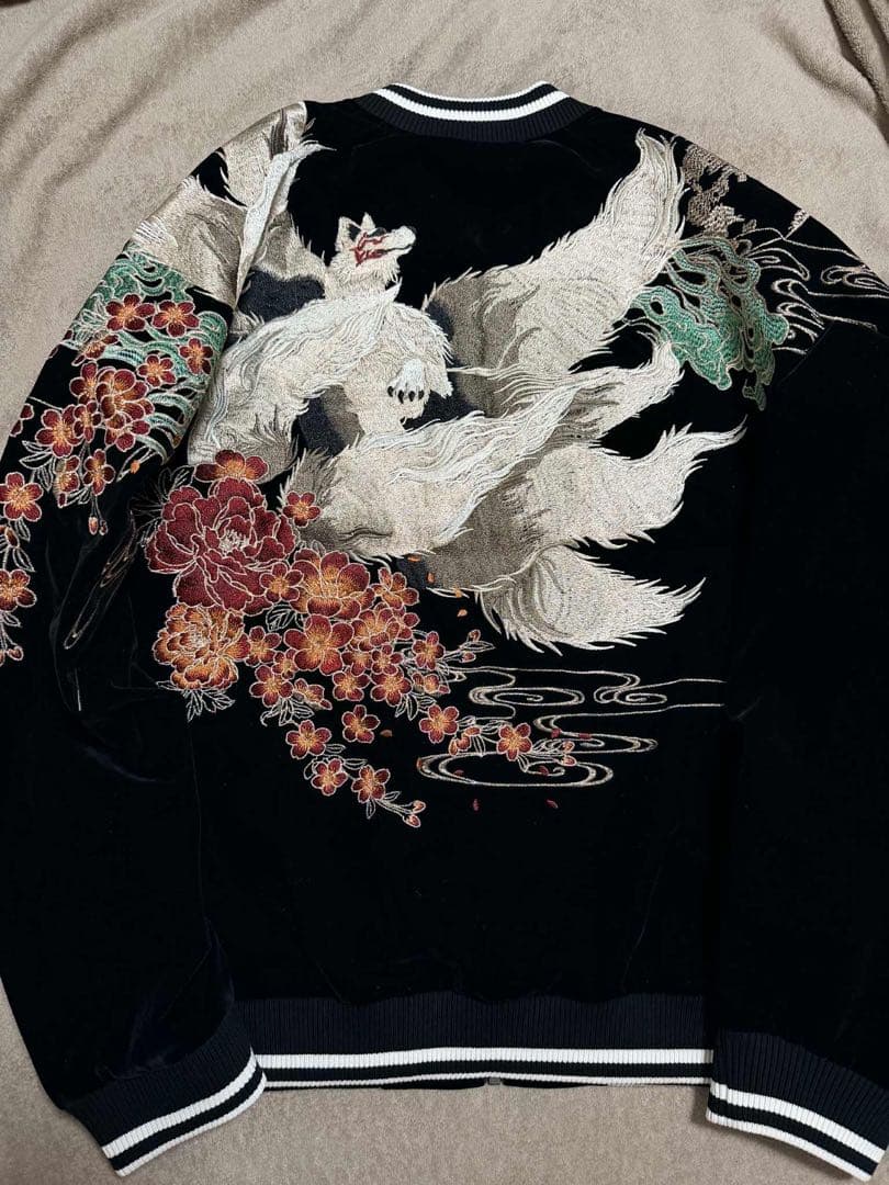 未使用 別珍 キツネ 桜 SKAJAN 日本 スカジャン unisex 美品