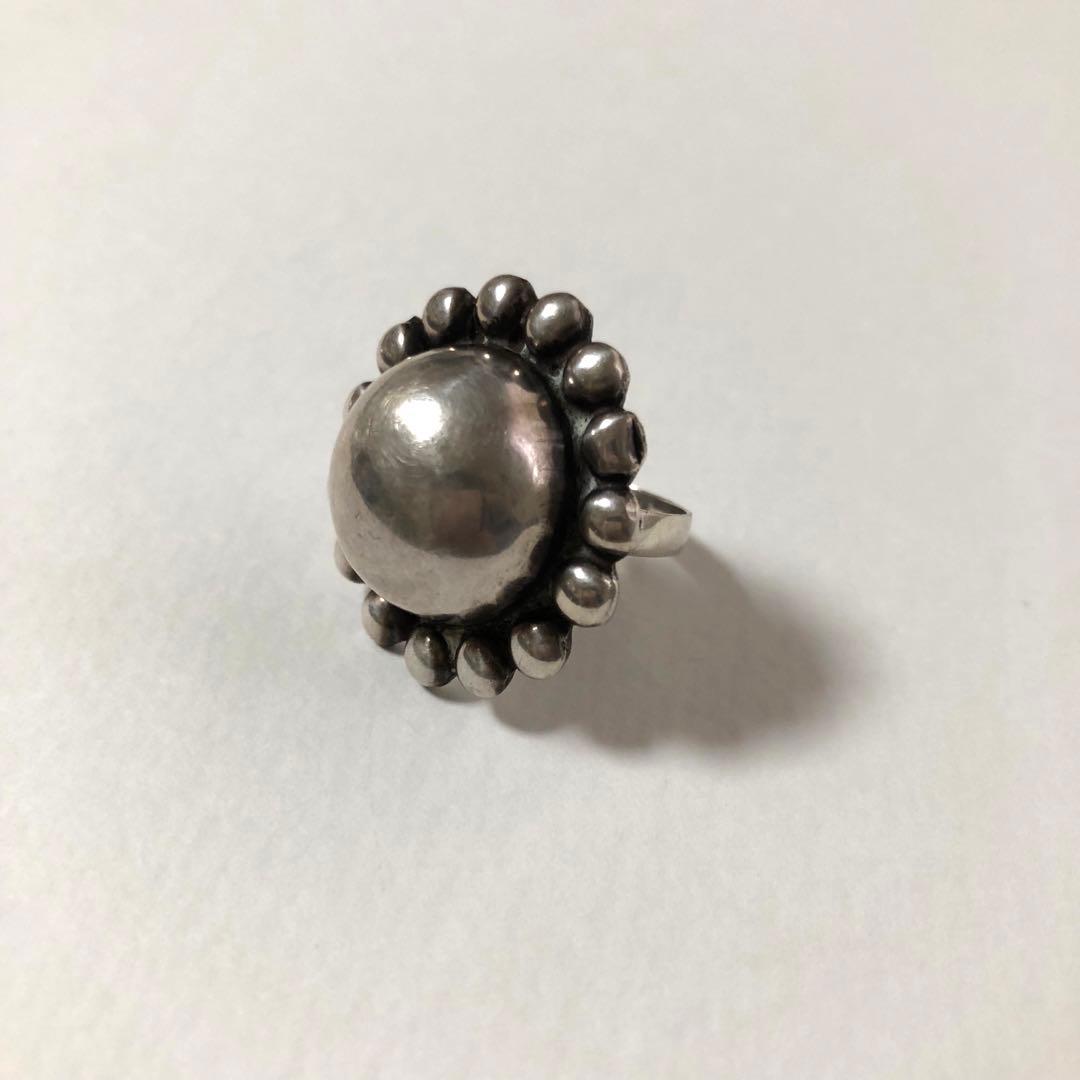 ヴィンテージ メキシコシルバー　フラワー　太陽　シルバー　リング　大ぶり