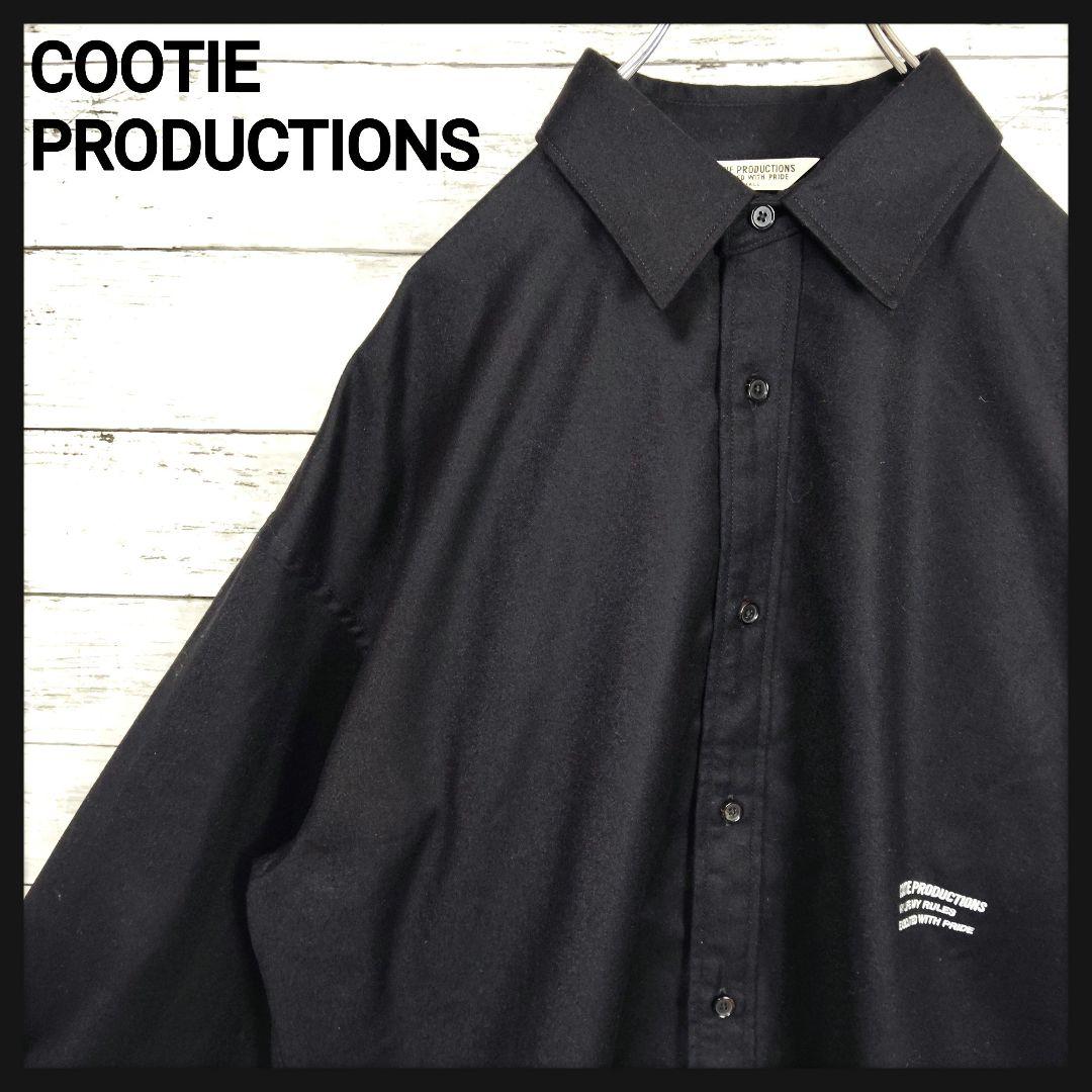 【カシミヤ】クーティープロダクション　ロゴ刺繍オーバサイズウールシャツ　大きい