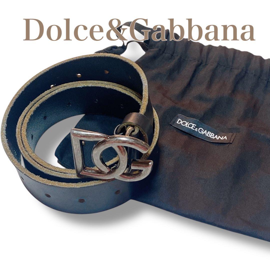 ドルチェアンドガッバーナ イタリア製 ロゴバックル レザー ベルト ブラック