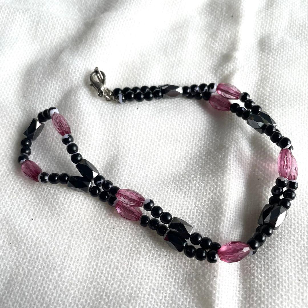 【美品】磁気ヘマタイトネックレス 天然石 パープル フォーマル シンプル 上品