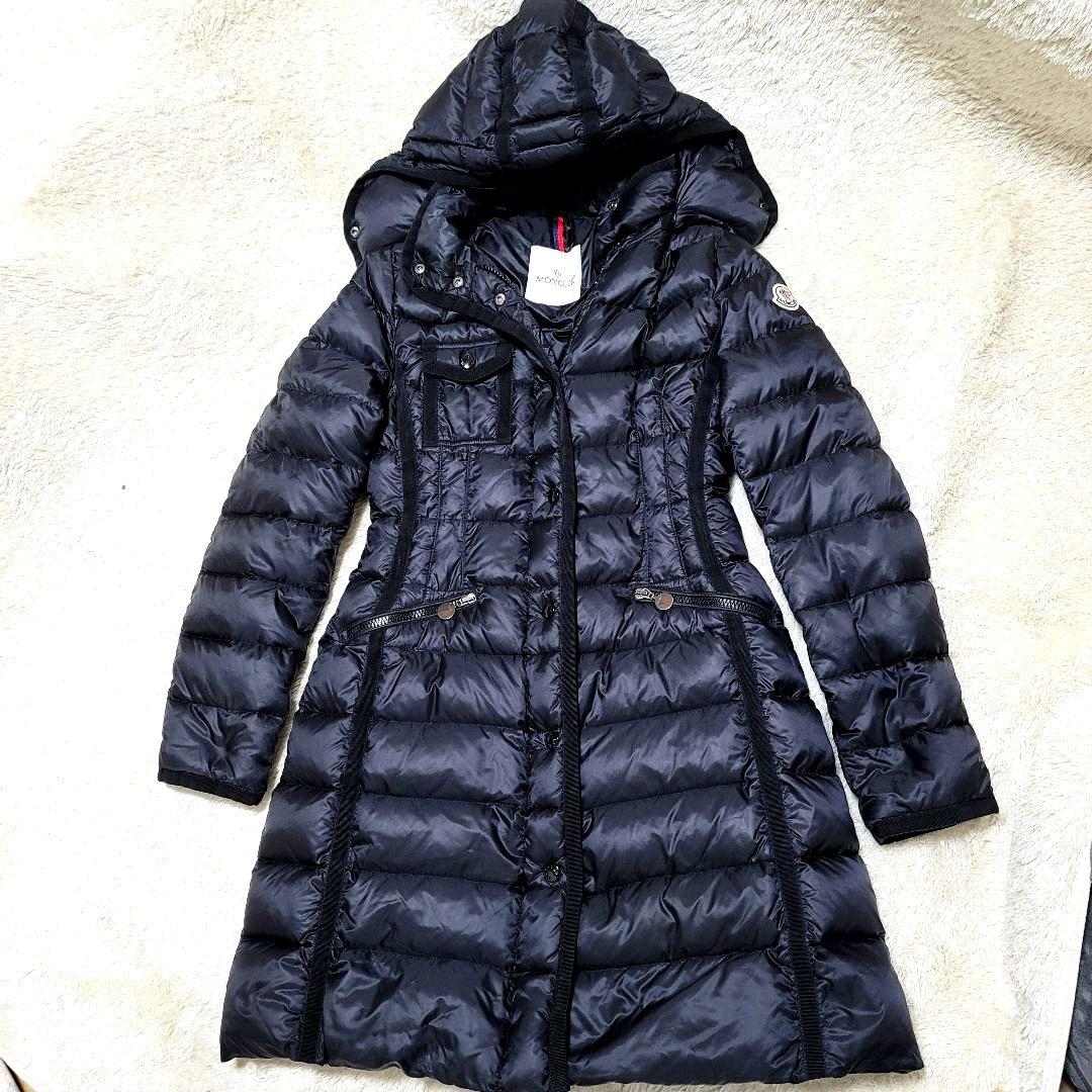 モンクレール エルミンヌ ブラック ダウンジャケット ダウンコート 中古・古着通販】MONCLER (モンクレール) エルミンヌ ダウンコート