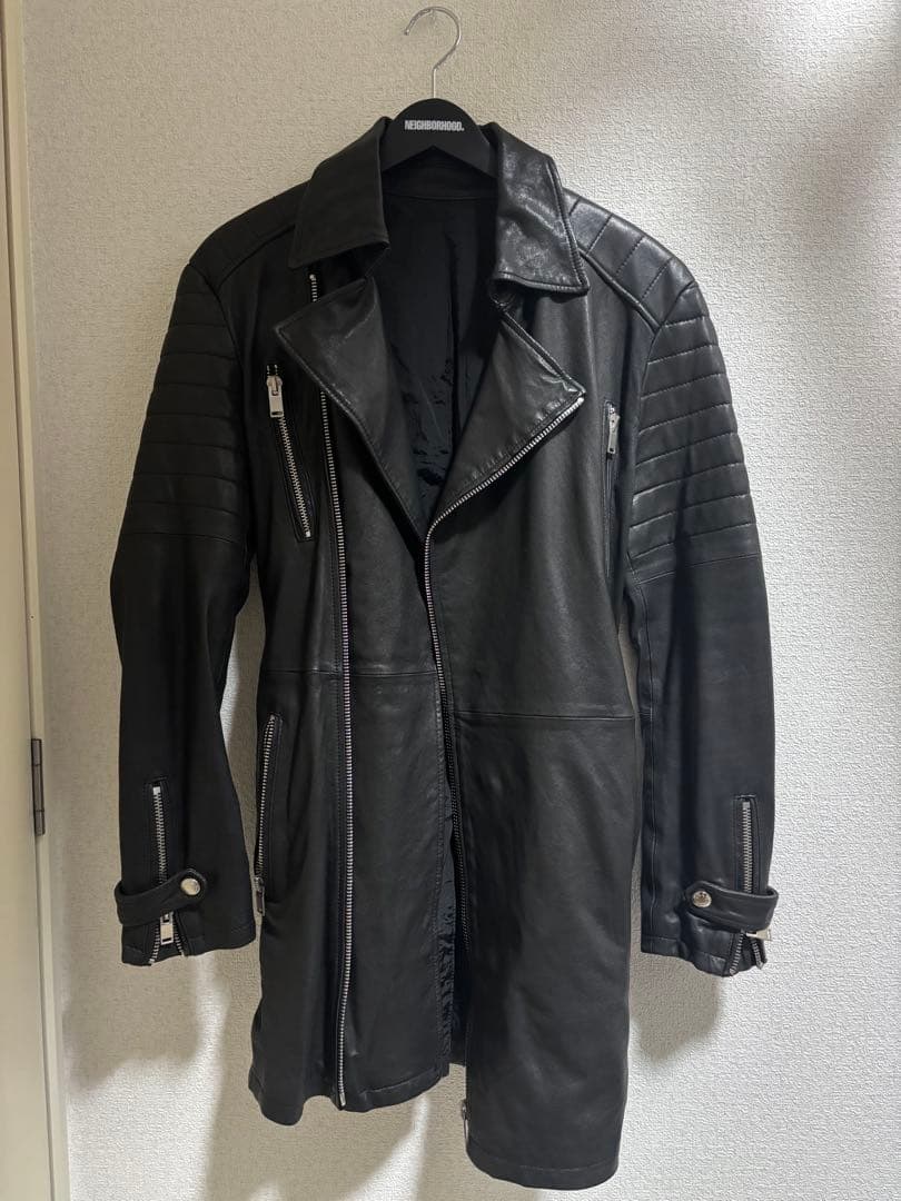 AVIREX ラムレザー ロングライダースジャケット ブラック 本革 羊革