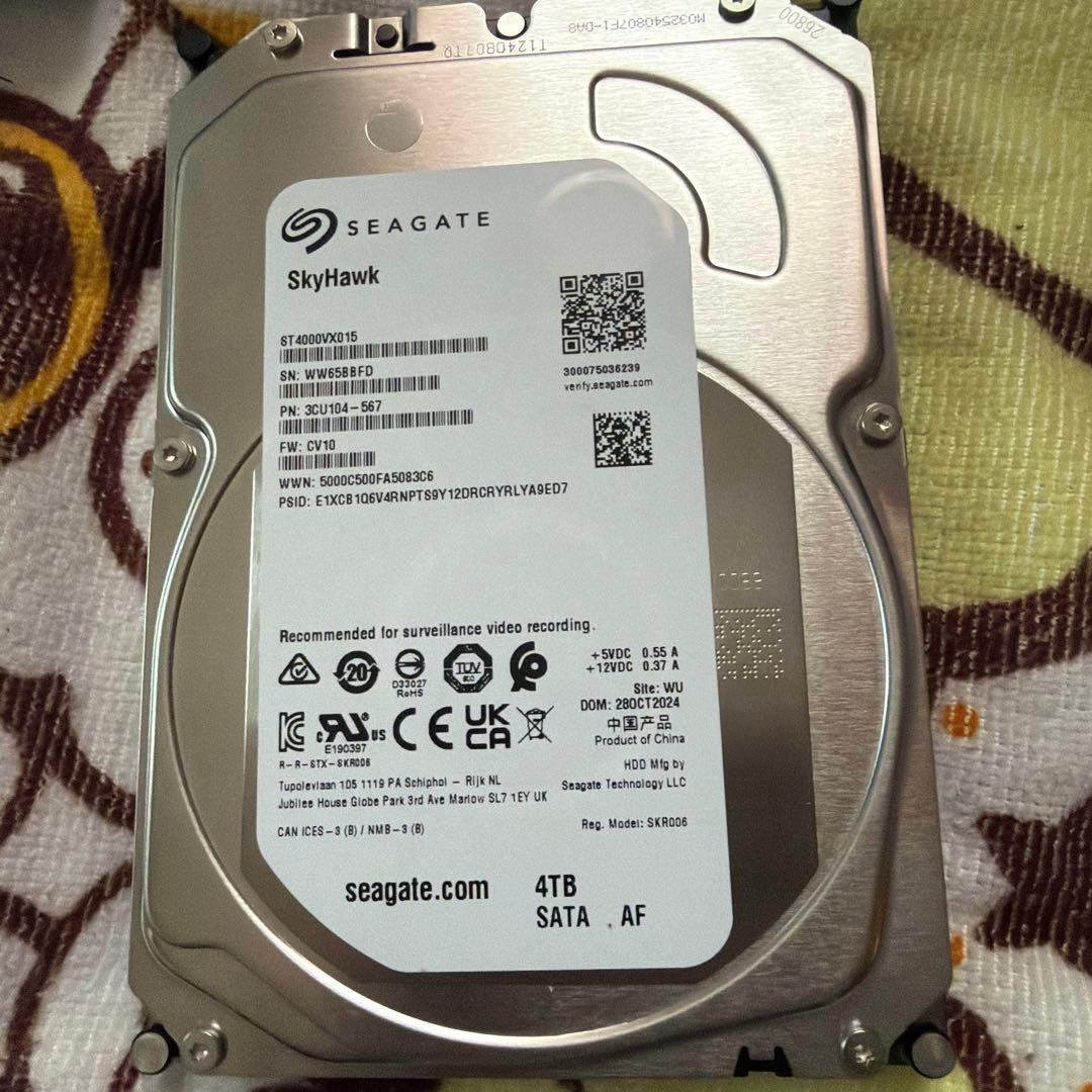 外付けハードディスク・ドライブ Seagate SkyHawk 4TB HDD 整備済み品 Seagate 3.5インチ HDD 4TB SATA 6Gb/s ST4000VX016