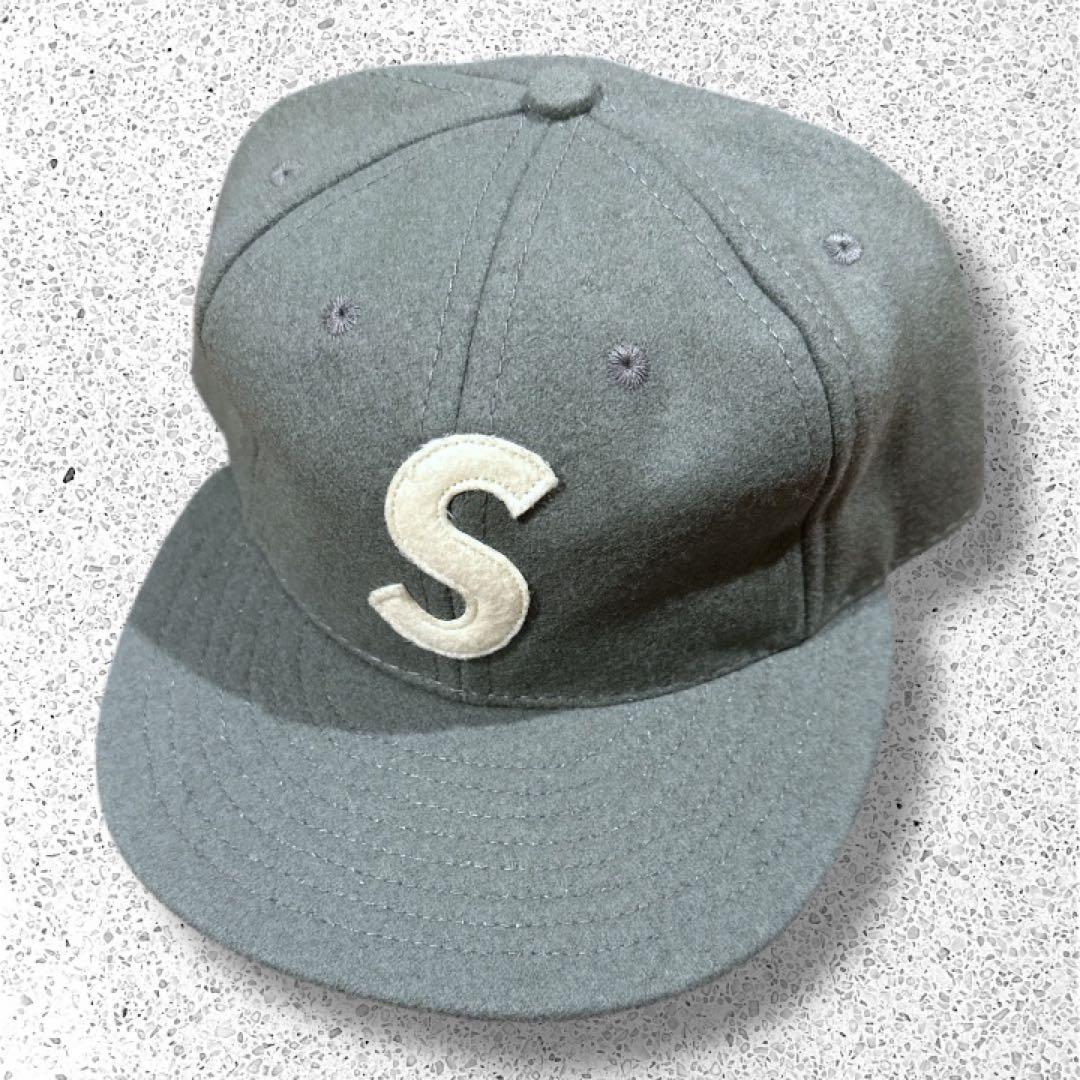 帽子 Supreme Ebbets field flannels cap S logo NWT Supreme Ebbets Field Flannels Gray Wool S Logo Fitted Hat