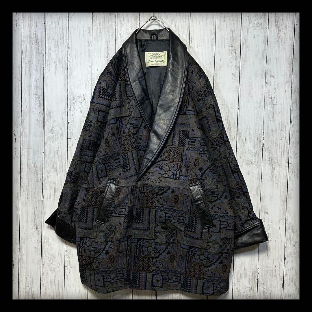 【Whoおまとめ】VINTAGE☆レザープリント☆総柄レザージャケット