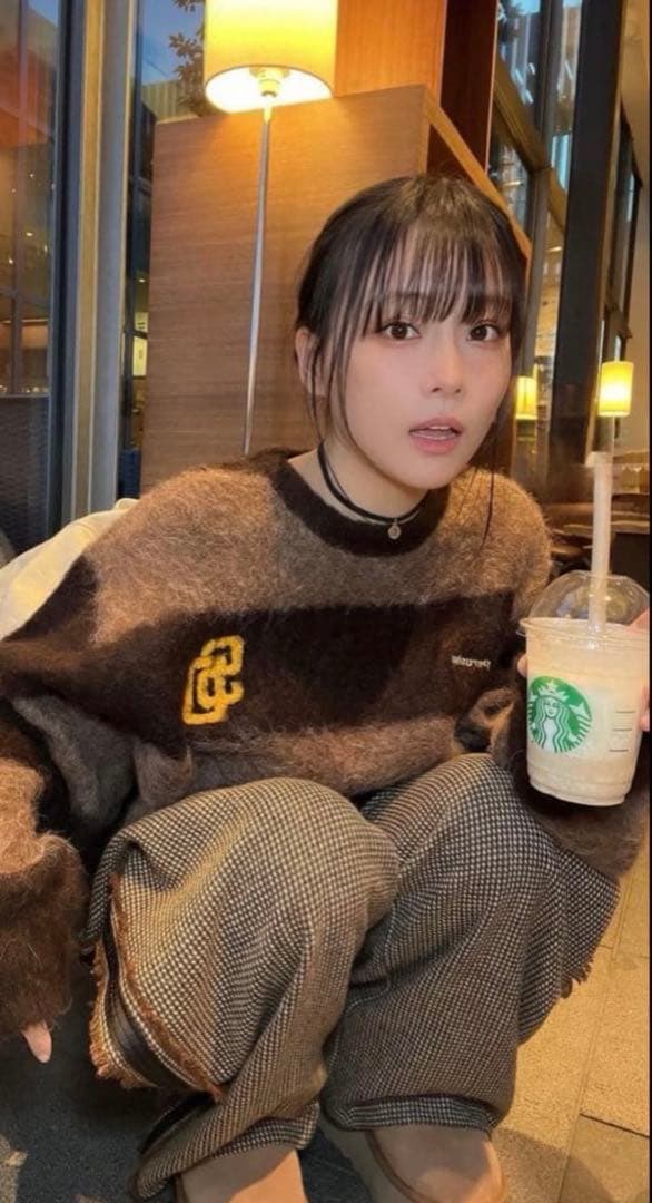 美品Perushu ペルーシュ MLB モヘアタッチボーダーニット パドレス