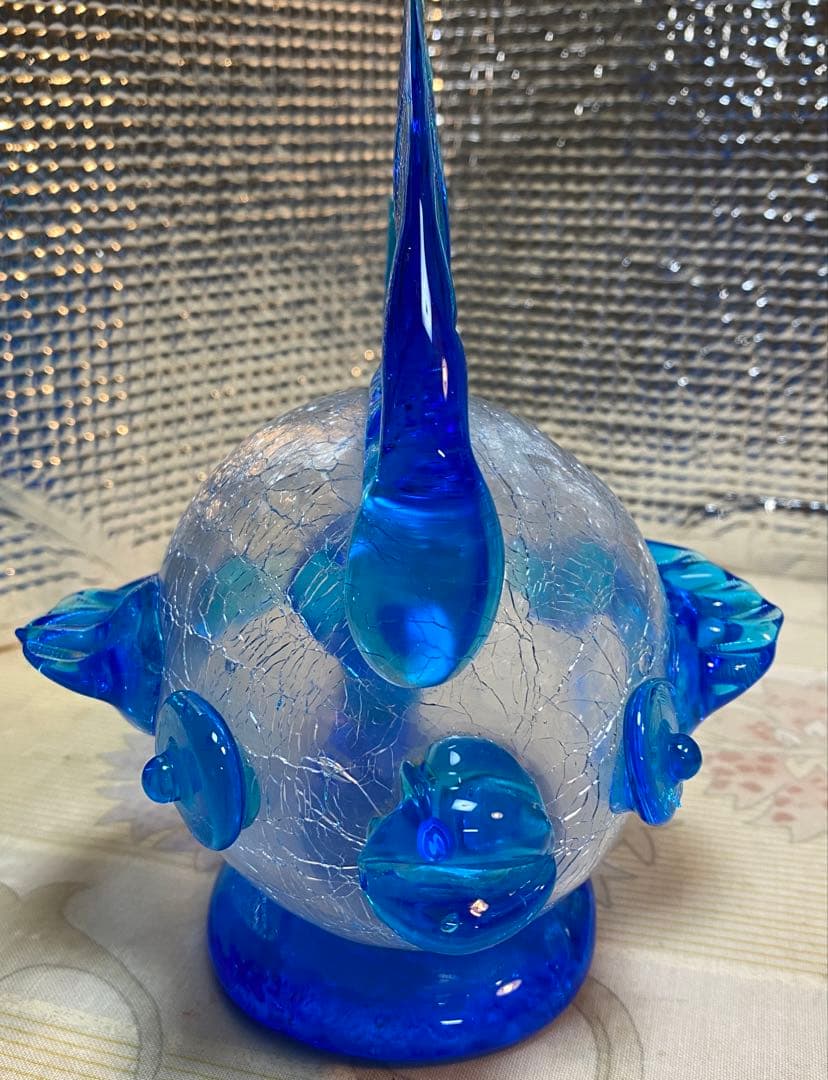 ⚫️琉球ガラス オブジェ 工芸品 置物 魚 熱帯魚 涼しげ ブルー 美品