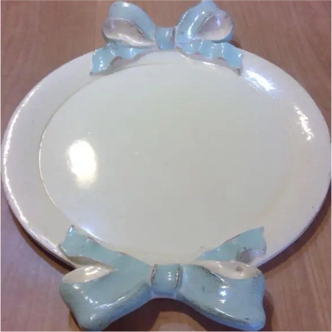 【希少価値◎】フィレンツェ トレイラウンド38×47cm ホワイト／ブルー