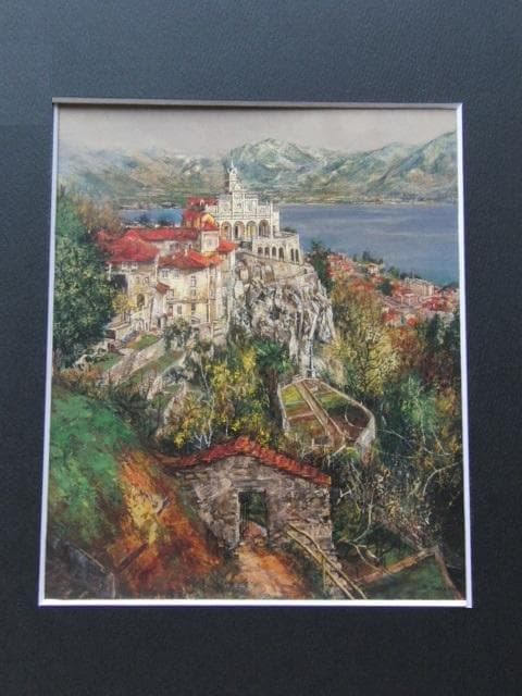 花巻碧、【チャペルの丘】、希少な大判額装用画集より、美品、日本人画家