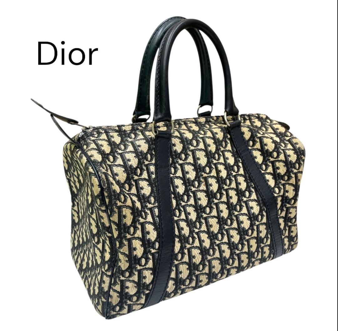 ★Christian Dior ディオール トロッター ミニボストン バッグ 並品】Dior トロッターミニボストンバッグ ネイビー ヴィンテージ
