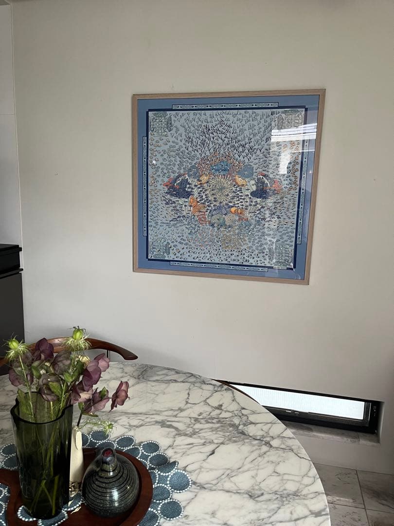 エルメス カレ90 スカーフ 額装品 大西洋の出会い デザイン アート作品