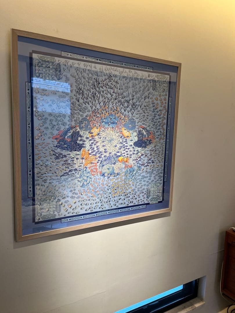 エルメス カレ90 スカーフ 額装品 大西洋の出会い デザイン アート作品