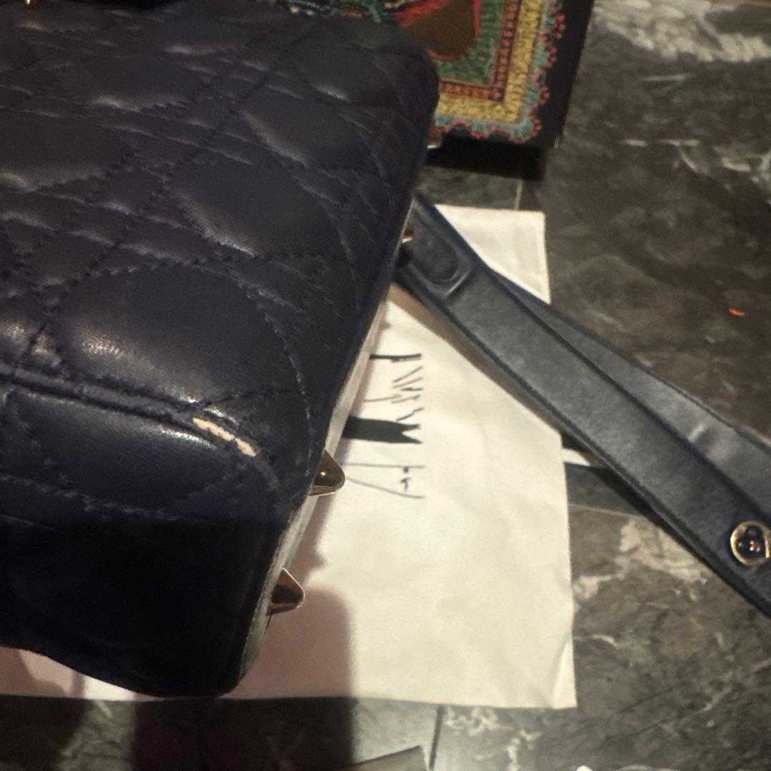 最終価格 Lady Dior スモール ネイビー カナージュ ラムスキン - メルカリ