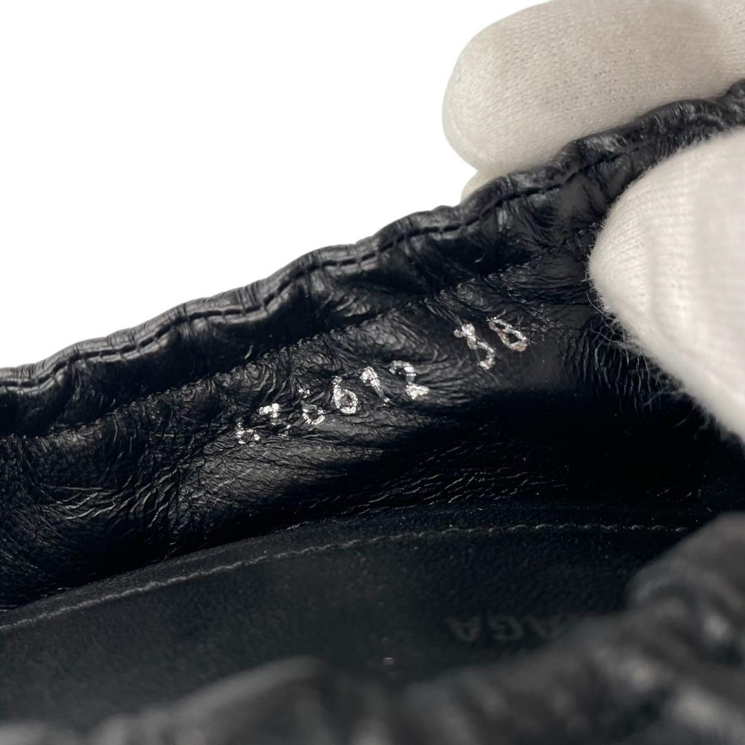 《未使用級》バレンシアガ ギャザーパンプス ドローコード 本革 レザー 黒 38