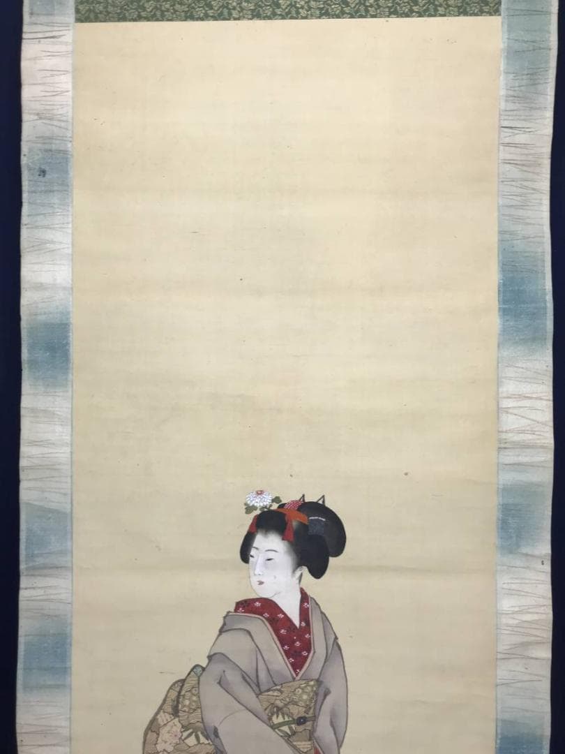 真作】中島来章/美人画/美人図/掛軸/名家伝来/AC-395 - メルカリ