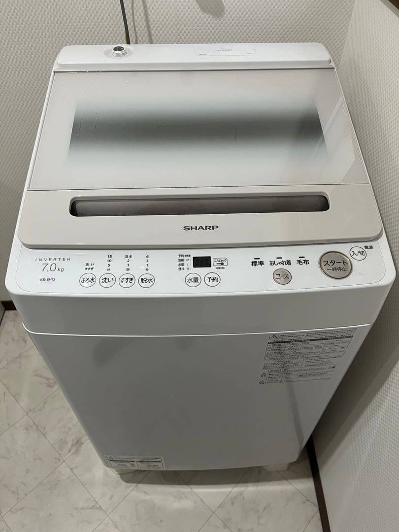 ☆3.SHARP シャープ 洗濯機 ES-SH7J 7kg 2024年製