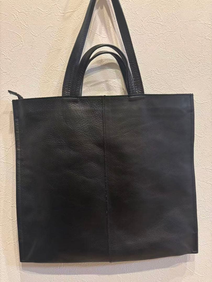 OUR 2WAYフィットトートバッグ レザー 本革ブラッ【定価2.8万】