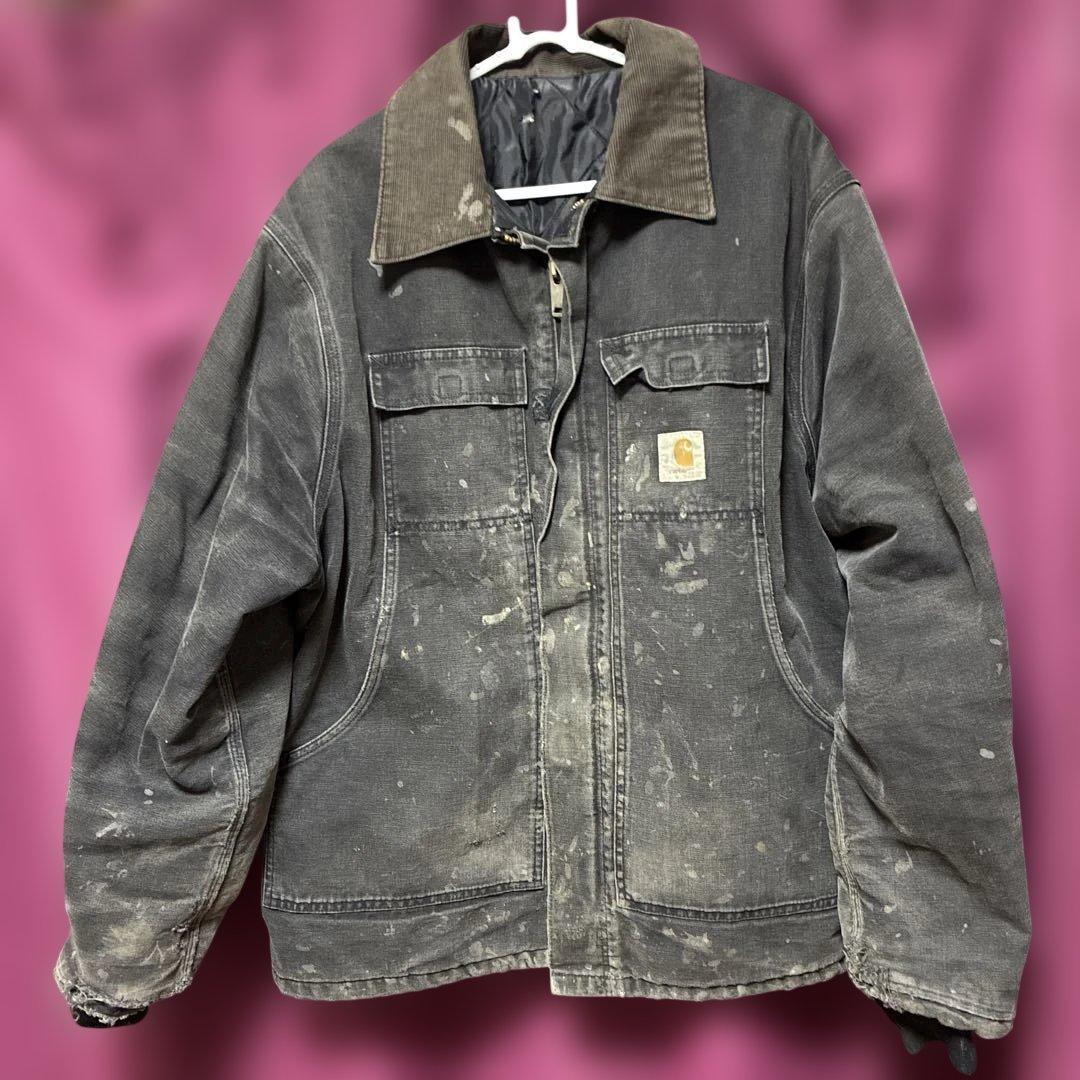 鬼フェードカーハートボロダークグレー デトロイトジャケットBORO古着