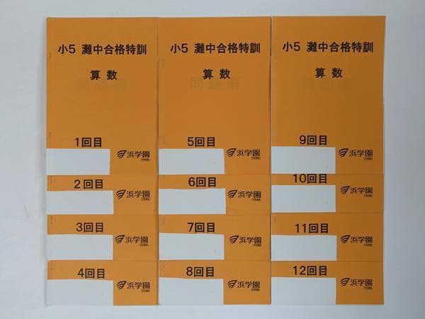 浜学園 小5 算数 灘中合格特訓 テキスト 1回～12回 1年分
