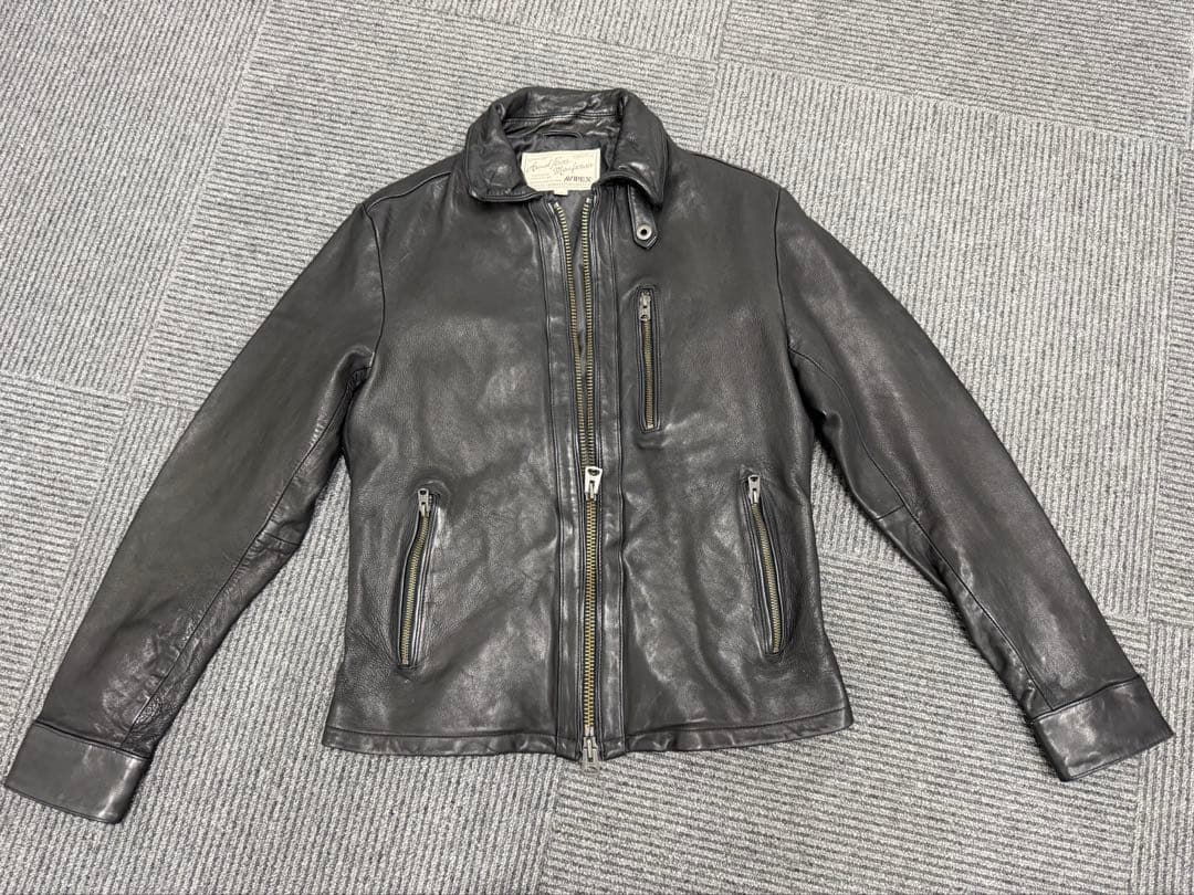 AVIREX ブラック レザーライダースジャケット LEATHER MILITARY RIDERS JACKET/レザー ミリタリー ライダース